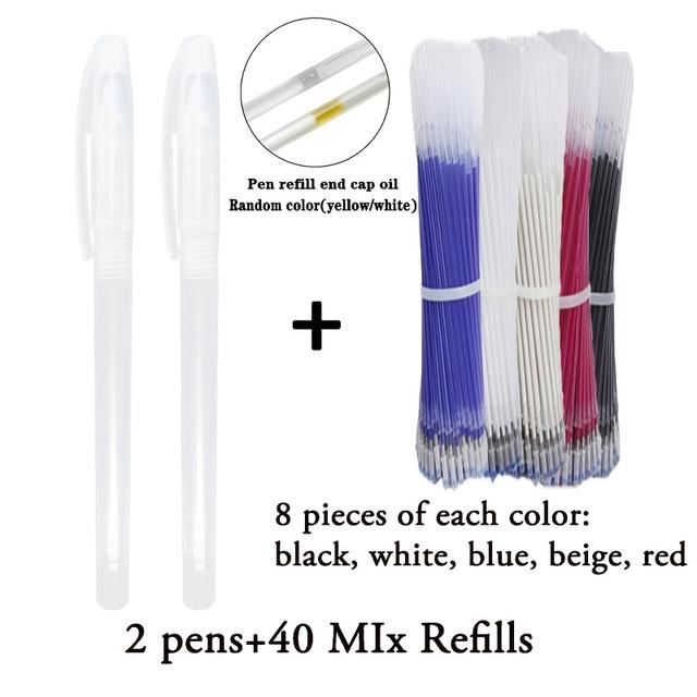 TEMU 42pcs/set Sewing Heat Erasable Pens Refill 5 Colors Marking Replaceable Fabric For Quilting Sewing, Dressmaking, Fabrics, Tailors Sewing Black Blue Red Beige Red
