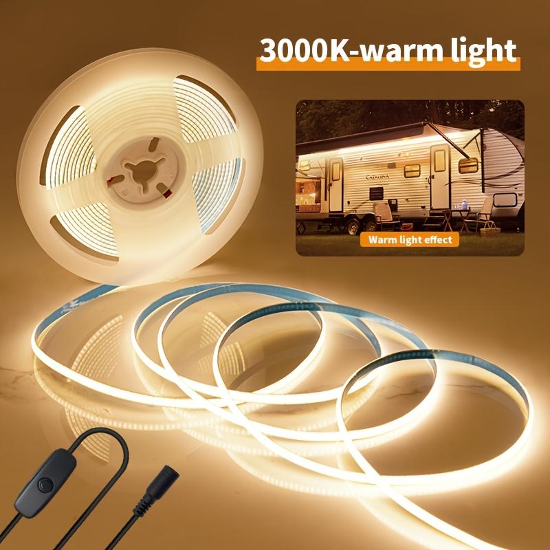 TEMU 12v Low Voltage Cob Led Light Strip - 5m Self-adhesive Rv Van Ceiling//under Bed, - (no Transformer/adapter) Compatible With Rv, Boat, Car Interior (hardwired/)