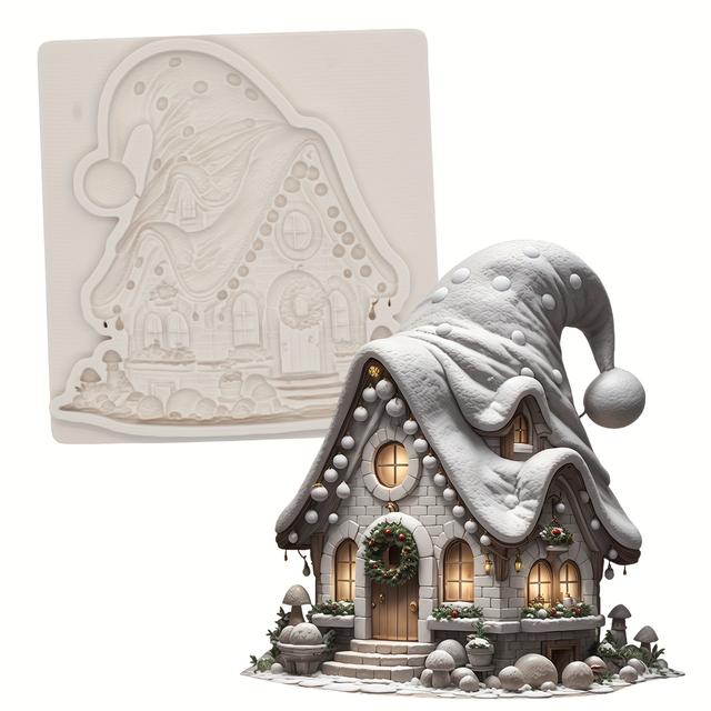 TEMU Christmas Silicone Baking Molds For Gingerbread House, Chocolate , Diy Cake Decorating Kitchen Tools - Embroidery