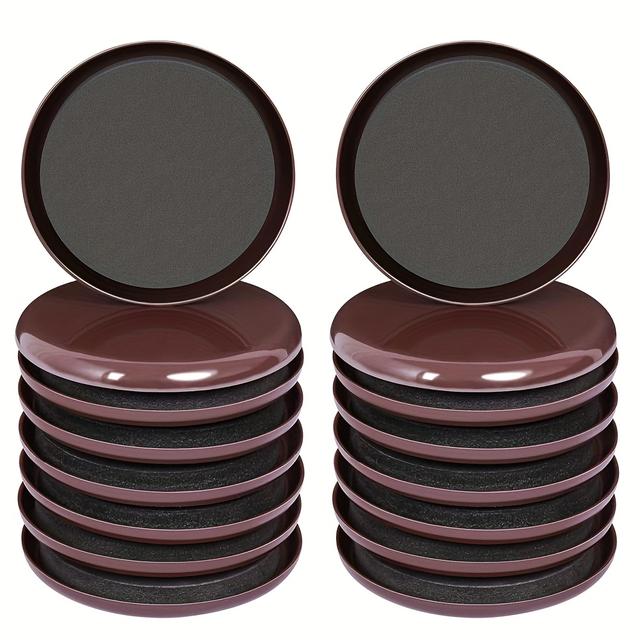 TEMU Furniture Sliders - 16pcs, 3 1/2" Reusable Furniture Sliders For Carpet, Heavy-duty Furniture Gliders Movers For Hardwood Floors, Plastic Moving Pads For Heavy Furniture, Floor Protectors
