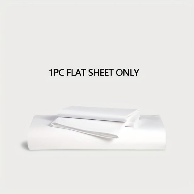 TEMU 1 pièce Drap-plat de luxe ultra- 500 fils/pouce, en coton égyptien à longues 100S, blanc de luxe - Tissu de haute qualité, qualité hôtel 5 étoiles, et respirant, soignée