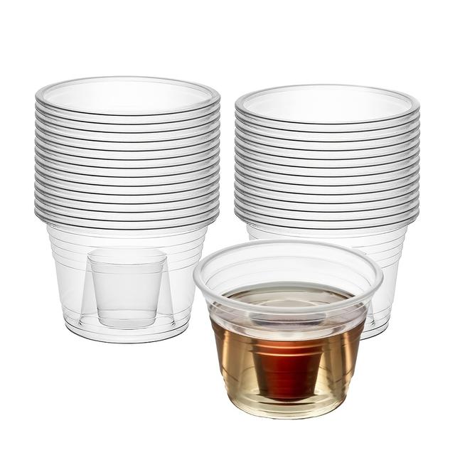 TEMU 28 Reusable Holiday Party Cups In Plastic Cups, Low Concentration Mixing Cup With A Capacity Of 3.73oz And A 1oz Inner Cup, A Party Drink Set