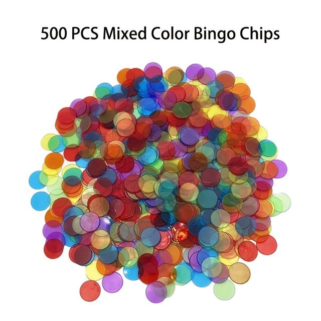 TEMU 500 Stück Transparente Mehrfarbige Klare Bingo-Zählplättchen aus Kunststoff, Jeder Durchmesser 3/4 Zoll