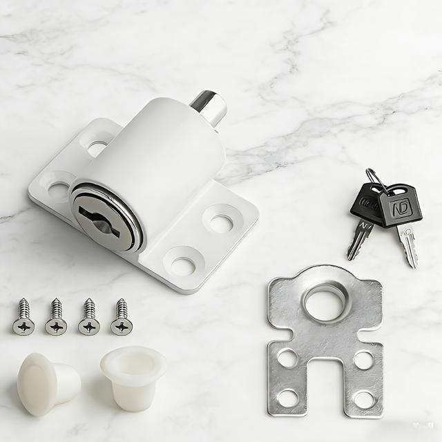 TEMU "2/4setsliding Door/window Locks With Keys- Anti-theft Security Latches, Adjustable 10-25mm Track Catches(white/black, No Drill Installation)"