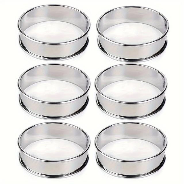 TEMU 6個の英語マフィンリング調理食品リングモールドステンレススチールベルリングダブルロールタートリング家庭用食品バッキングツーに適しています