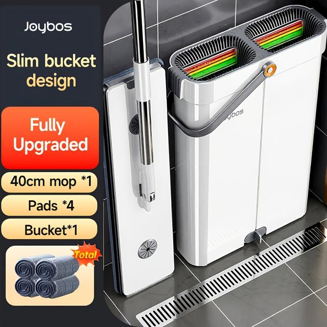 TEMU Mop And Mop Bucket Combination Set, Hand- Floor Mop And Bucket, With 4 Washable And Reusable Microfiber Cloths, Dry And Wet Use, Can Mop Tiles, Wooden Floors, Marble, Etc