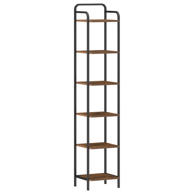 TEMU Bookshelf, Shelf, Standing Shelf, Narrow Bookcase, Industrial Corner Shelf, Slim Shelf For Home Office, Living Room, Bedroom, Kitchen, 6 Tiers