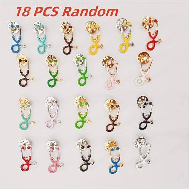 TEMU 8pcs/18pcs Random Color Cartoon Brooch Doctor Stethoscope Brooch Pin Creative Enamel Scarf Clip Badge Cute Brooch Ideal Gift For Enthusiasts And Style Enthusiasts