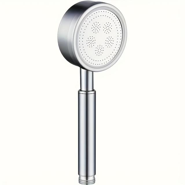 TEMU 1pc Stainless Steel Round Handheld Shower Head - High-pressure, Easy-install, Sleek For Home Bathroom & Toilet Use