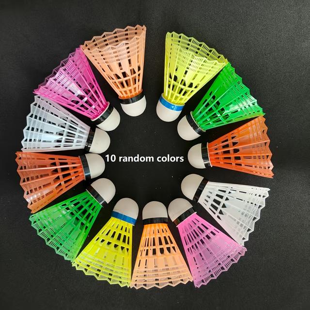 TEMU 10 Colorful Shuttlecocks Made Of Durable, Wind-resistant Plastic, Colored For Beginner Training