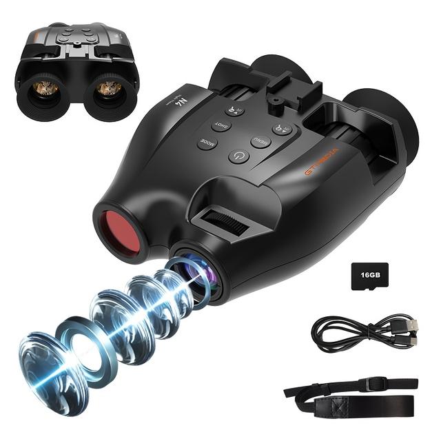 TEMU Night Vision Binoculars, , Infrared Night Vision, Hd Display Screen, Photo And Video Storage On 16gb Tf Card, Head Mounted Hunting Binoculars For Travel & Outdoor Hunting