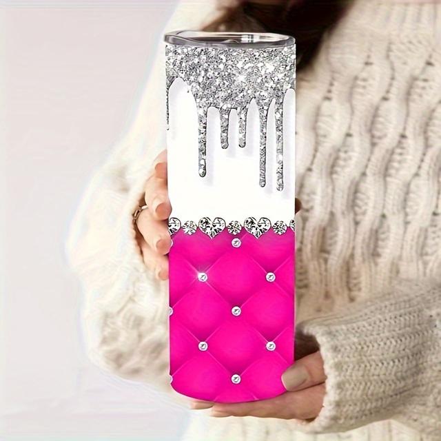 TEMU 20oz Stylish Insulated Stainless Steel Tumbler With Lid - Perfect Gift For Mom, Girlfriend, Sister | Portable & Vacuum-sealed For Hot And Cold Drinks | Ideal For Home, Travel, Outdoor Activities