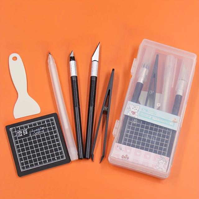 TEMU مجموعة أدوات يدوية لصنع الأشياء بنفسك | مع ملصقات وسادة وأدوات قطع - صندوق هدايا