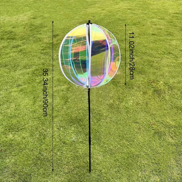 TEMU 【カラフルな反射ラウンドボールウィンドスピナー】プラスチック製、庭、芝生、ガーデニングの装飾に最適、電気不要