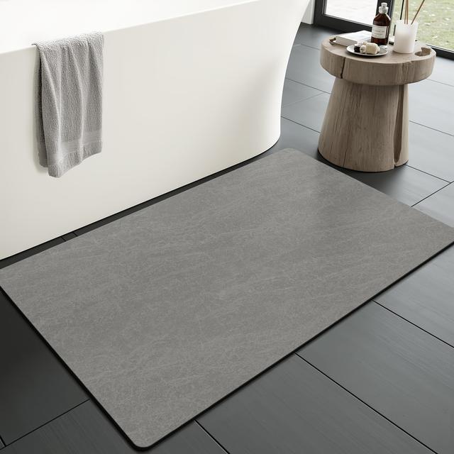 TEMU 1pc Bath Mat Super Absorbent Bathroom Mat Non Slip Rubber Backed Thin Bathroom Rugs Fit Under Door Bathroom Floor Mat For Shower Sink Bathtub