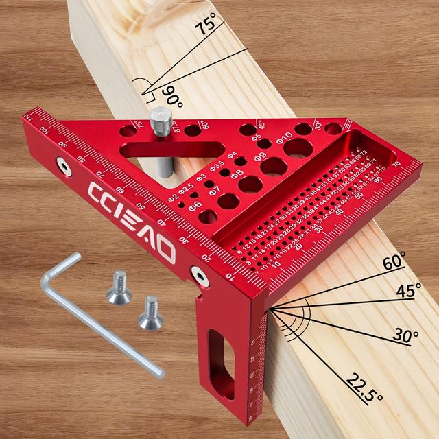 TEMU 3d Multi-angle Carpenter Square With Scriber, 22.5-90 Degree Drawing Line Ruler With Pin, Precision Woodworking Protractor For Carpenters, And Diy-ideal Gift