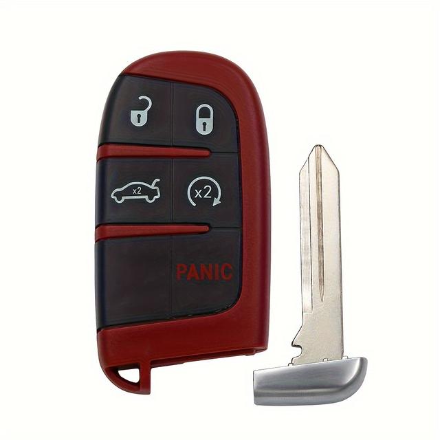 TEMU غطاء مفتاح بديل أحمر مع 5 أزرار لسيارات شريودر، وجيوب، ودودج موديلات من 2011 إلى 2018.