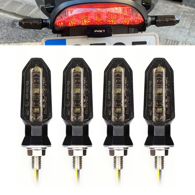 TEMU Lupuauto 4 st Mini LED Motorcykel Blinkers, Gula Indikatorer, LED Varoljeljus och Bak, 12V Fast Kabelanslutning, Batteri Krävs, Kompatibel med Yamaha, för BMW, och för