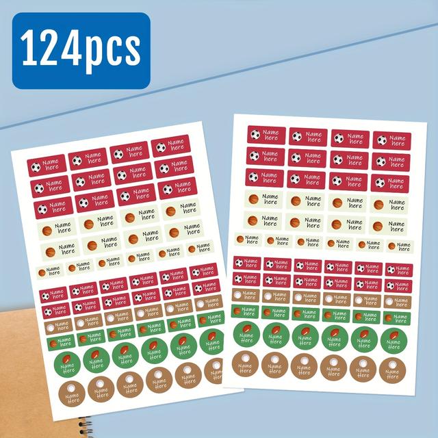 TEMU ป้ายชื่อที่ปรับแต่งได้สำหรับของส่วนตัว (124 ชิ้น) - สติกเกอร์ชื่อที่ทำจากกระดาษสำหรับขวดน้ำ, กล่องอาหารกลางวัน, และอุปกรณ์การเรียน - กันน้ำ, ป้องกันการกระเด็นน้ำ, ป้ายชื่อที่ปรับแต่ง