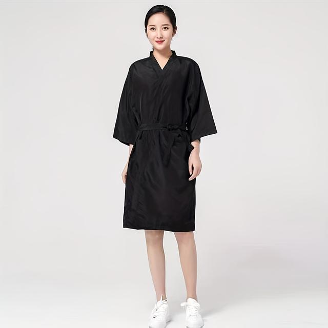 TEMU Salon Client Dress Robe, Hairdressing Kimono Style, Hairstylist Styling Hair And Coloring Outfit, Essential For High-end Beauty Salons
