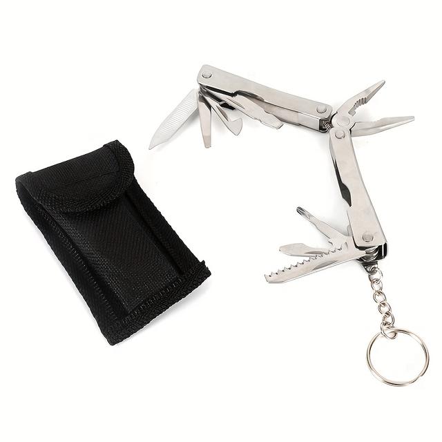 TEMU 1 Portable Folding Pliers Heavy-duty Stainless Steel Sturdy Structure Ergonomic Grip Outdoor Camping Hiking Diy Special Tool