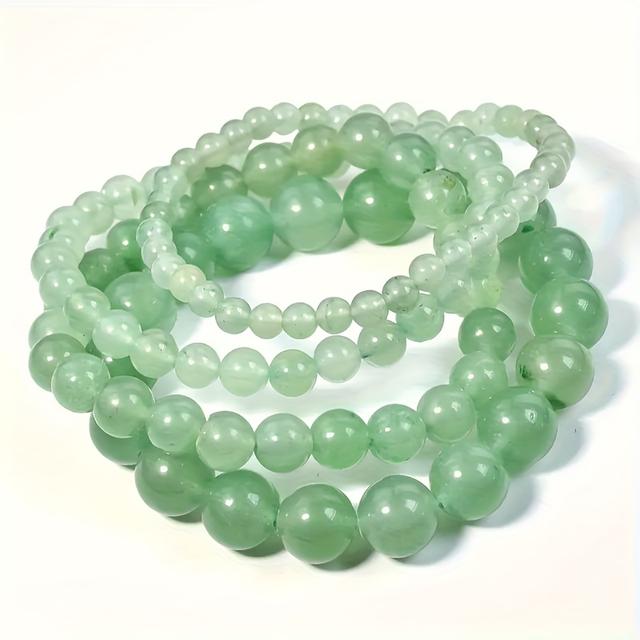 TEMU 4개/세트 천연 그린 아벤츄린 비즈 팔찌 - 신축성 빈티지 보호 스타일 핸드메이드 천연석 주얼리, 12월 탄생석 선물, 여성용 크리스마스 & 일상 착용, 빈티지 팔찌, 휴일 액세서리, 러스틱 엘레강스|탄생석