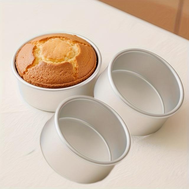 TEMU Set Of 3, 4-inch Round Aluminum Cake Pans, Baking Molds, Safe For Oven Use, With A , Ideal For Mousse And Snowflake Cakes - Perfect For Weddings, Birthdays, And Christmas Celebrations
