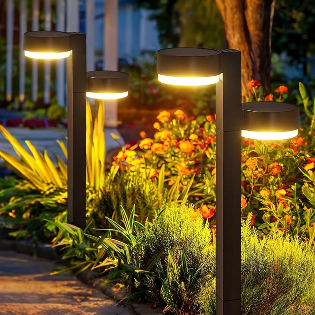 TEMU Set Of 4 Solar Pathway Lights For Outdoor Use, Featuring 24 Leds That Are As Bright, Providing Up To 12 Hours Of For Gardens, Yards, And Walkways.