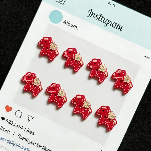 TEMU กระดุมตกแต่งทำมือรูปม้าเล็กสีแดง 8 ตัว สำหรับเสื้อกันหนาวคาร์ดิแกน งานฝีมือ สำหรับผู้ที่ชื่นชอบงานเย็บ