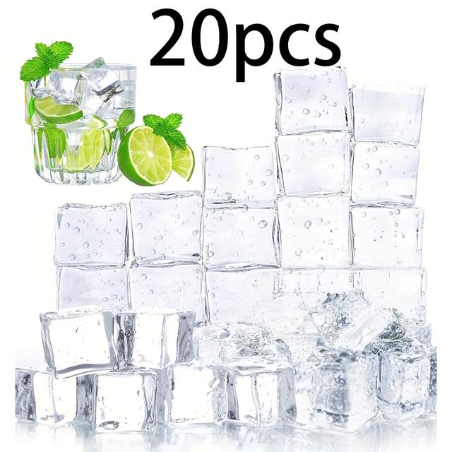 TEMU 20 Pcs Acrylic Ice Cubes, Clear Artificial Fake Ice For Floral Arranging, Vase Filler, Wedding Centerpieces, Photography Props & Kitchen Decor