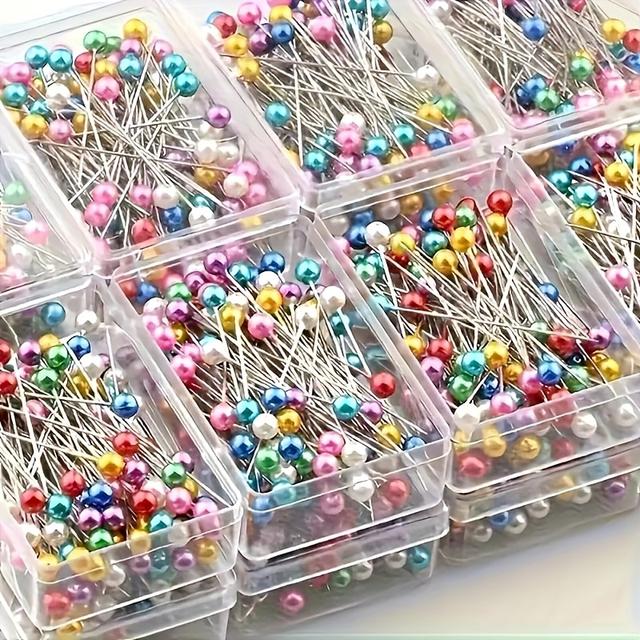 TEMU 8 Boxes Of 800pcs Of Pearl Head Sewing Pins, With Transparent Storage Box - Durable Metal Fasteners, Suitable For Diy Crafts, And Clothing Projects, Sewing Accessories