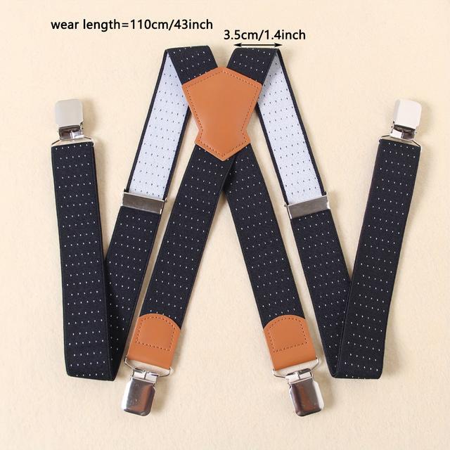 TEMU Men's X-shaped Heavy-duty Elastic Suspenders, Featuring High-tensile Striped Webbing, Adjustable Length And Width For Pants.