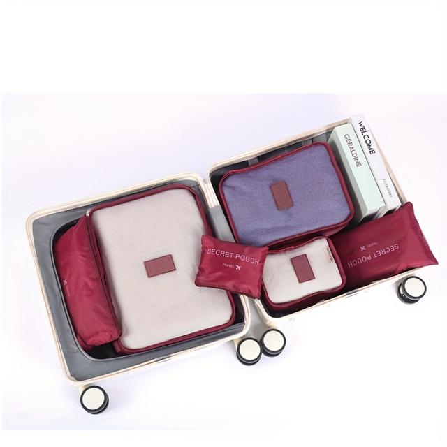 TEMU 6 darabos utazási tárolózsák szett, ruhavédő huzatokkal, poggyászrendszerezőkkel, Oxford szövet táskákkal és fehérnemű válogató táskákkal