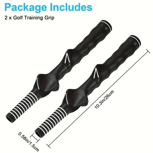 TEMU 2pcs Right-handed Golf Swing Trainer Grips - Rubber Practice Aid For Beginners, Black