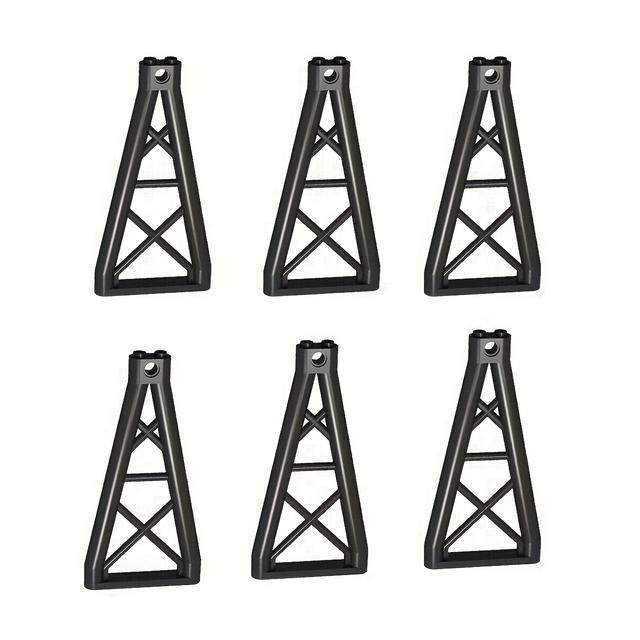 TEMU 6pcs Black Abs Support Pillar Set For Train Track Building Blocks, Compatible With Popular Brands, Ideal For Diy Model Railroad, Birthdaydiy City Series Building Block Set Gift