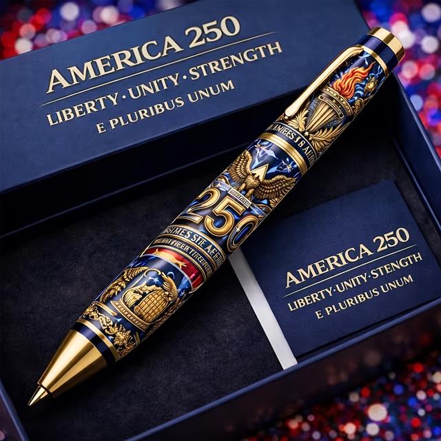 TEMU Usa 250th Anniversary Edition Patriot Pen With Box - Exquisite Collectible Commemorative Pen, Perfect Patriotic Gift For & History Enthusiasts