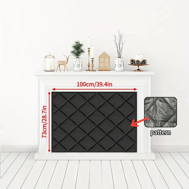 TEMU 1pc Magnetic Fireplace Insulation Cover, Anti Heat Loss, Flame-retardant Material, No Drilling Installation, Oxford Cloth Simple Fireplace Cover