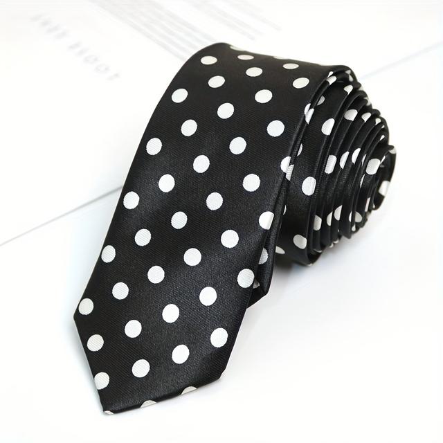 TEMU 1pc 5cm Thin Long Strip Hand-tied Polka Dot Tie Suitable For Daily Casual Use