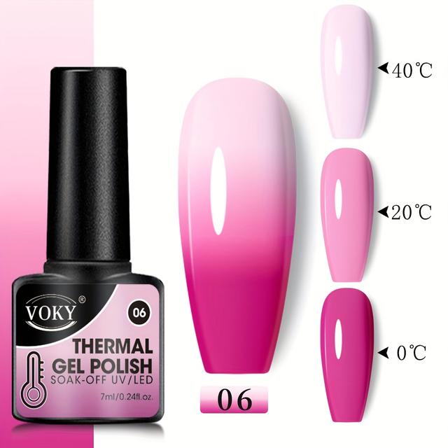TEMU Voky 1pc Gradient Nail Polish Set, With Temperature, Semi-permanent /led, Soak-off, Long-lasting, And Fragrance, 0.24 Oz Each, Salon-quality Nail Makeup Gift For Women And
