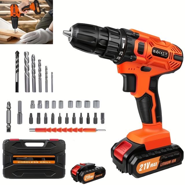 TEMU Perceuse Visseuse Fil 21V Puissante avec LED et Batterie