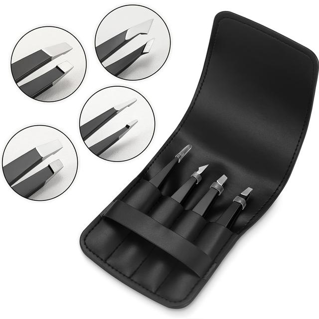 TEMU 4pcs Professional Stainless Steel Tweezers For Eyebrows - For Facial Hair, And Ingrown Hair Removal