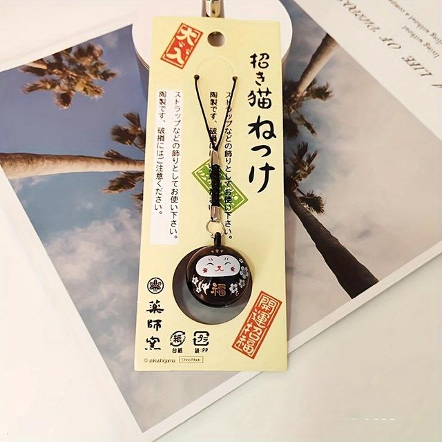TEMU Adornos de campana del gato japonés que la , accesorios para coche, campanas colgantes de agua, amuletos de cobre para