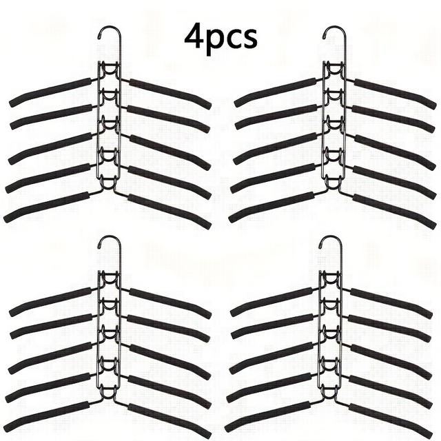 TEMU 1-4pcs Space-saving Metal Hanger With Non-slip Foam Pads, Heavy Coat And Sweater Hangers Suitable For Suits And T-shirts, Made Of Metal