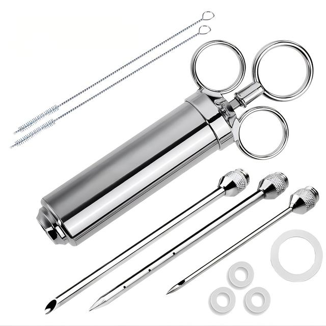 TEMU Stainless Steel Marinade Injector Kit, 2oz Large Capacity, With 3 Needles, For Bbq, , Turkey, And Chicken