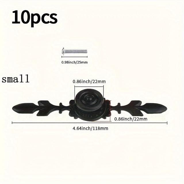 TEMU Set mit 10 Griffen im Antik-Stil, Türknöpfe für Schränke, Kommoden, Schubladen und Kleiderschränke, komplett mit 4 Schrauben.