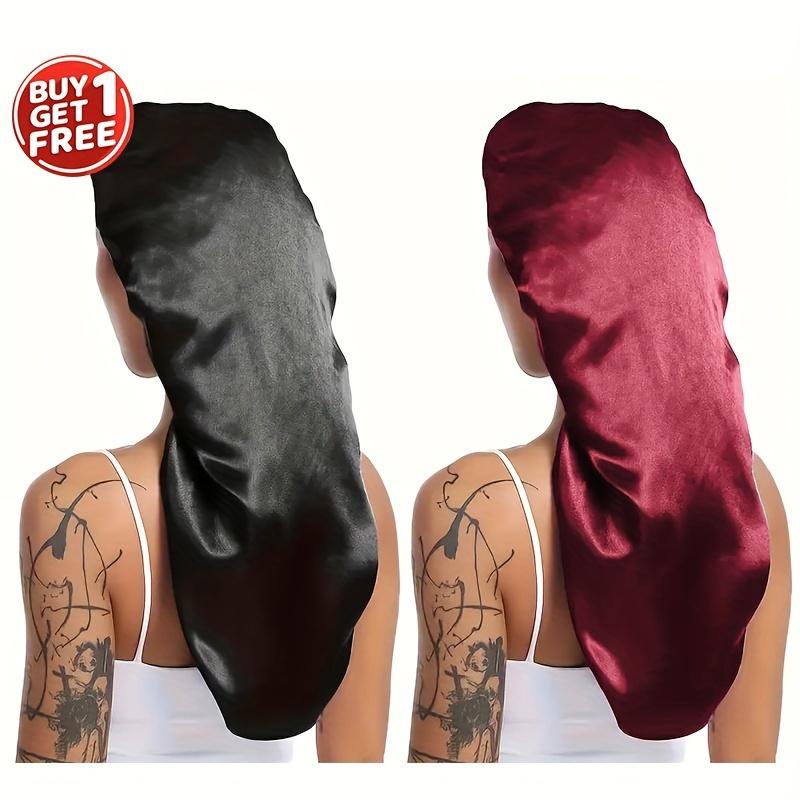 TEMU 2pcs Satin Sleep Caps For Women - , Long Hair & Curly Friendly Hats With Adjustable Toggle Closure, Chemotherapy, Hair Care