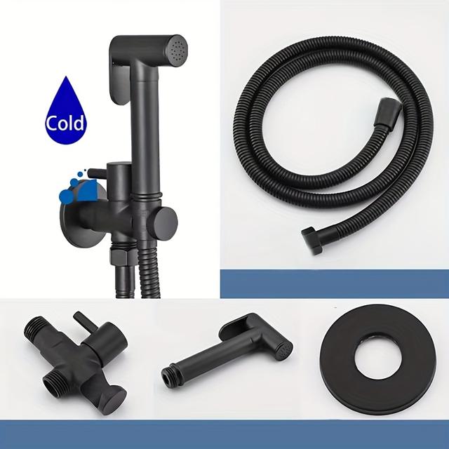 TEMU Pistolet de Pulvérisation pour Toilettes à Main, Nettoyeur Pression Portatif en Laiton pour Eau Froide