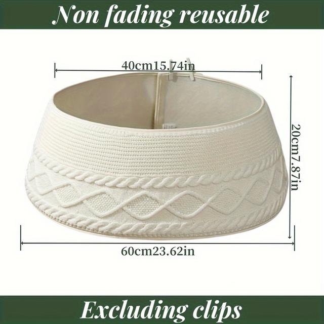 TEMU 1 peça de de árvore de Natal tricotada, com um bordo de diamante cruzado e um design de flor torcida grossa, adequada para anéis de árvore em estilo de . Esta de árvore é para decorar e .