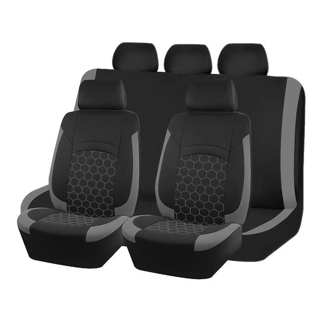 TEMU Universal Seat Covers For Car Full Set Honeycomb Embroidered Car Seat Cover, Soccer Pattern Polygonal Embroidered Seat Cover, Suitable For Most Cars, Suvs, Trucks,