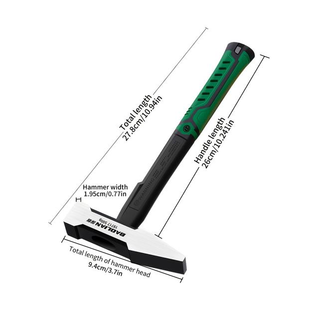 TEMU 1pc ProMaster Високовуглецева Сталева Кувалда, 500г Точна полірована протитанова ручка, стійка до ржавлення та корозії для електриків та зварювальників, інструмент для домашнього ремонту